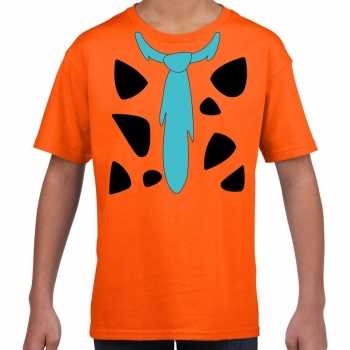 Foute fred holbewoner party kleding t-shirt oranje voor kinderen