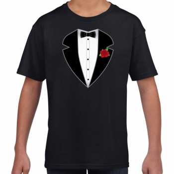 Foute gangster maffia pak party kleding t-shirt zwart voor kinderen