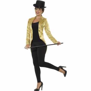 Foute gouden slipjas met pailletten party kleding/jas voor dames
