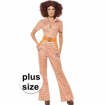Foute grote maten oranje jaren 70 party kleding voor dames