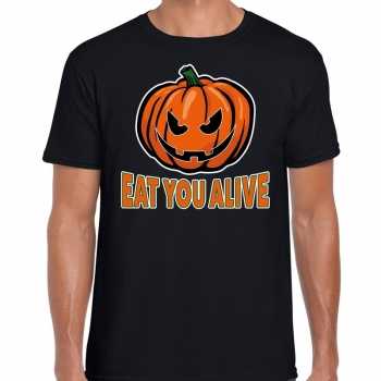 Foute halloween eat you alive t shirt zwart voor heren party