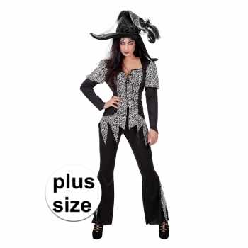 Foute halloween grote maat zwart/wit heksen party kleding voor dames