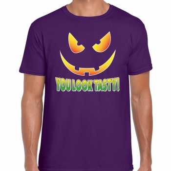 Foute halloween you look tasty t shirt paars voor heren party