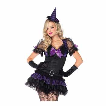 Foute heksen party kleding zwart/paars voor dames