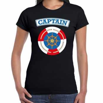 Foute kapitein/captain t shirt zwart voor dames party