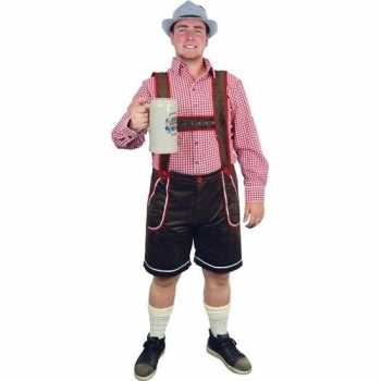 Foute oktoberfest bruine tiroler lederhosen party kleding/broek voor