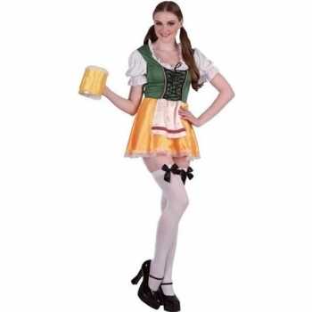 Foute oktoberfest groene/gele tiroler dirndl party kleding/jurkje voo