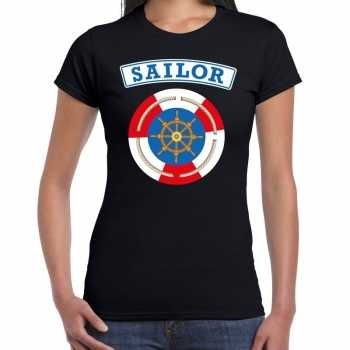 Foute zeeman/sailor t shirt zwart voor dames party