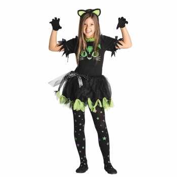 Foute zwarte poes/kat party kleding voor meisjes