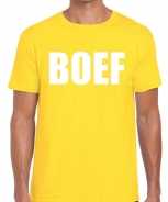 Foute boef tekst t-shirt geel heren party