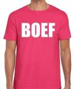 Foute boef tekst t-shirt roze heren party