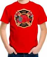Foute brandweer logo t-shirt party kleding rood voor kinderen