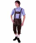 Foute bruine tiroler lange lederhosen party kleding voor heren