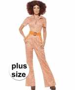 Foute grote maten oranje jaren 70 party kleding voor dames