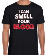 Foute halloween i can smell your blood t-shirt zwart heren party
