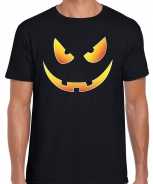 Foute halloween scary face t-shirt zwart voor heren party