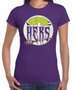Foute halloween super heks t-shirt paars voor dames party