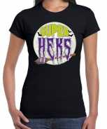 Foute halloween super heks t-shirt zwart voor dames party