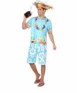 Foute hawaiiaanse blouse party kleding blauw voor heren