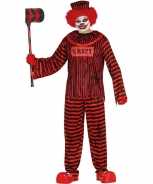 Foute horror clown gevangene party kleding rood zwart voor heren