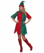 Foute kerst elf party kleding rood groen voor dames