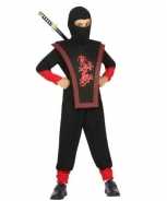 Foute ninja party kleding zwart rood voor jongens