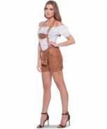 Foute oktoberfest bruine tiroler lederhosen party kleding broekje voor dames