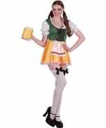 Foute oktoberfest groene gele tiroler dirndl party kleding jurkje voor dames