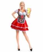 Foute oktoberfest rode bloemen tiroler dirndl party kleding jurkje voor dames
