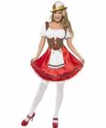 Foute oktoberfest rode bruine tiroler dirndl party kleding jurkje voor dames