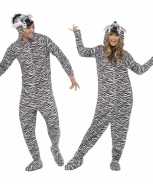 Foute party kleding zebra all in one voor volwassenen party