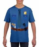 Foute politie uniform party kleding t-shirt blauw voor kinderen
