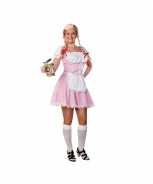 Foute roze witte tiroler dirndl party kleding jurkje voor dames