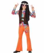 Foute sixties hippie party kleding oranje voor jongens