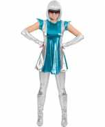 Foute space party kleding blauw zilver voor dames