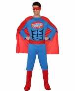 Foute superheld pak party kleding blauw rood voor heren