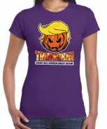 Foute trumpkin make halloween great again t-shirt paars voor dames party