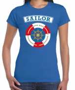 Foute zeeman sailor t-shirt blauw voor dames party
