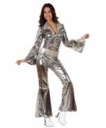 Foute zilveren dames disco pakjes party kleding